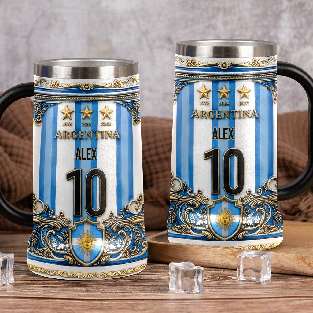 Personalized Argentina Beer Stein for Soccer Fans - 2026 World Cup Gift