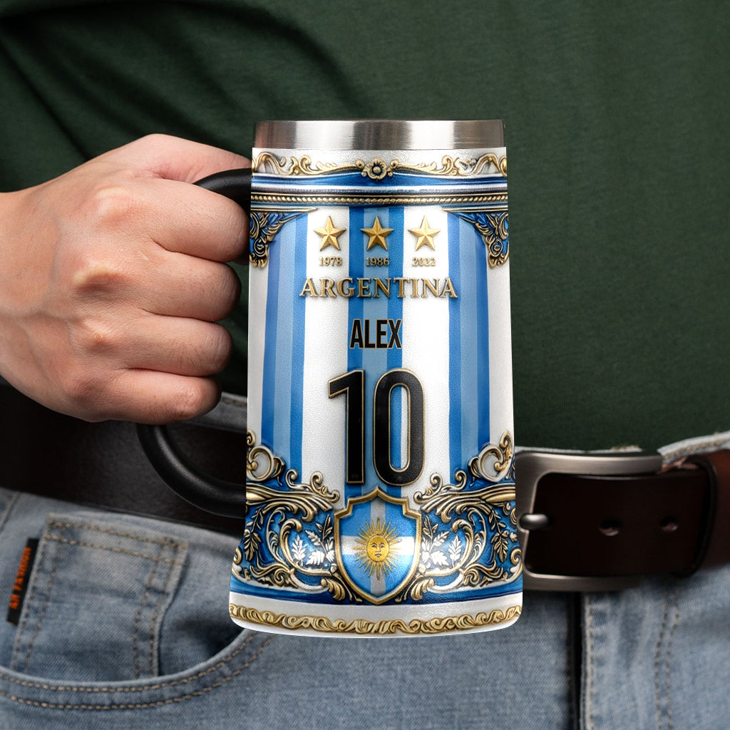 Personalized Argentina Beer Stein for Soccer Fans - 2026 World Cup Gift