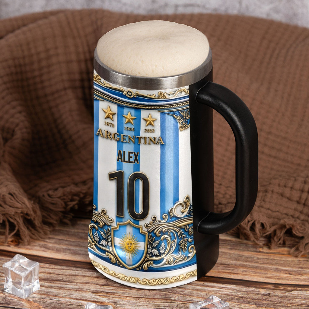 Personalized Argentina Beer Stein for Soccer Fans - 2026 World Cup Gift