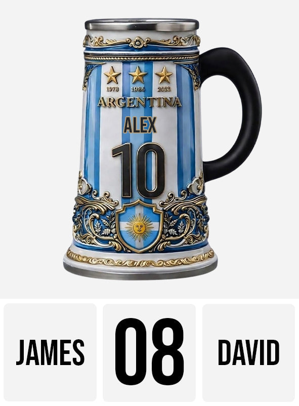 Personalized Argentina Beer Stein for Soccer Fans - 2026 World Cup Gift