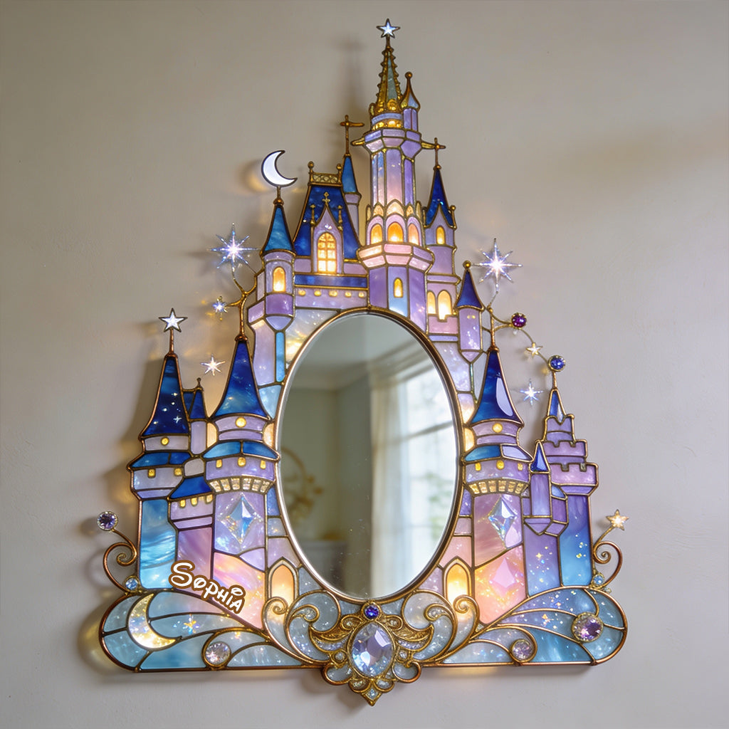 Personalized Dream Castle Wall Hanging Mirror for Kids Room Wall Hanging Mirror GradoCreations