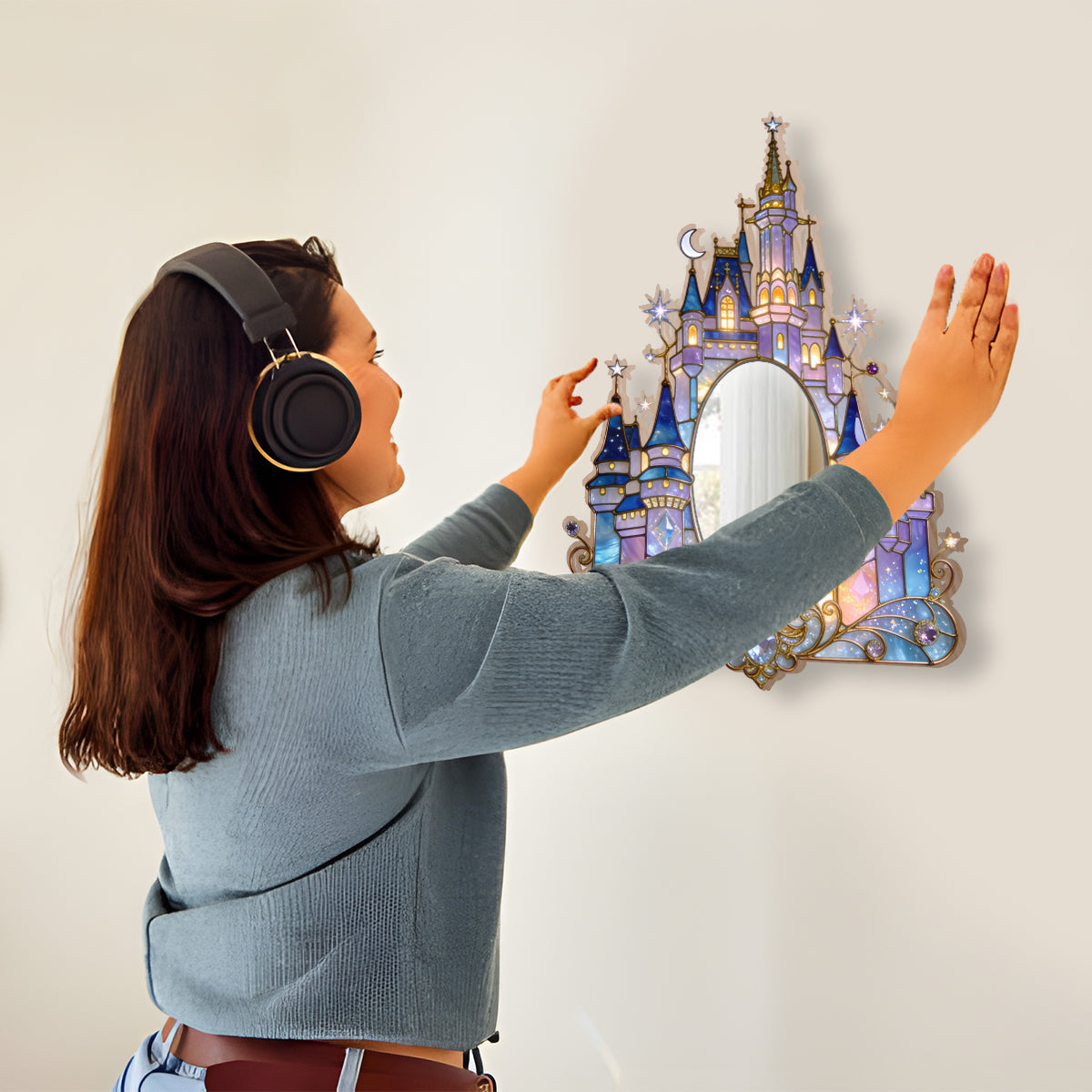 Personalized Dream Castle Wall Hanging Mirror for Kids Room Wall Hanging Mirror GradoCreations