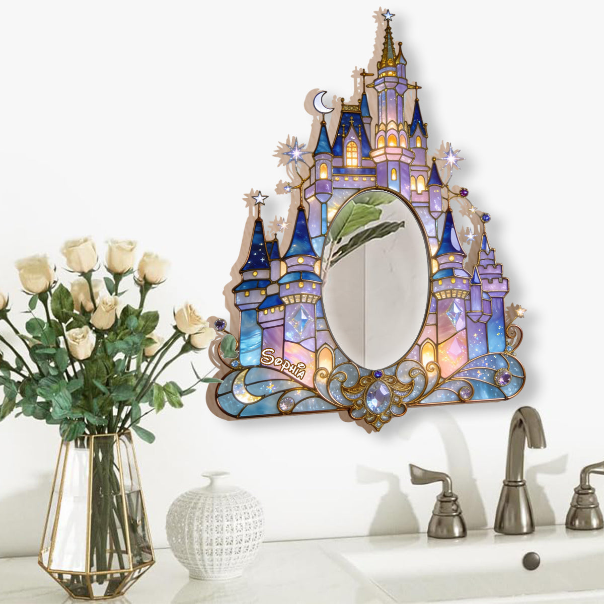 Personalized Dream Castle Wall Hanging Mirror for Kids Room Wall Hanging Mirror GradoCreations