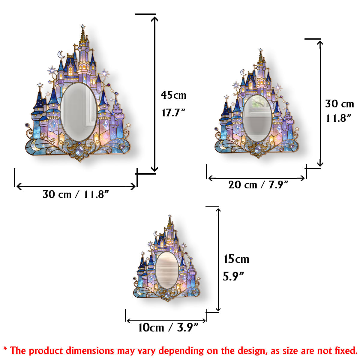 Personalized Dream Castle Wall Hanging Mirror for Kids Room Wall Hanging Mirror GradoCreations