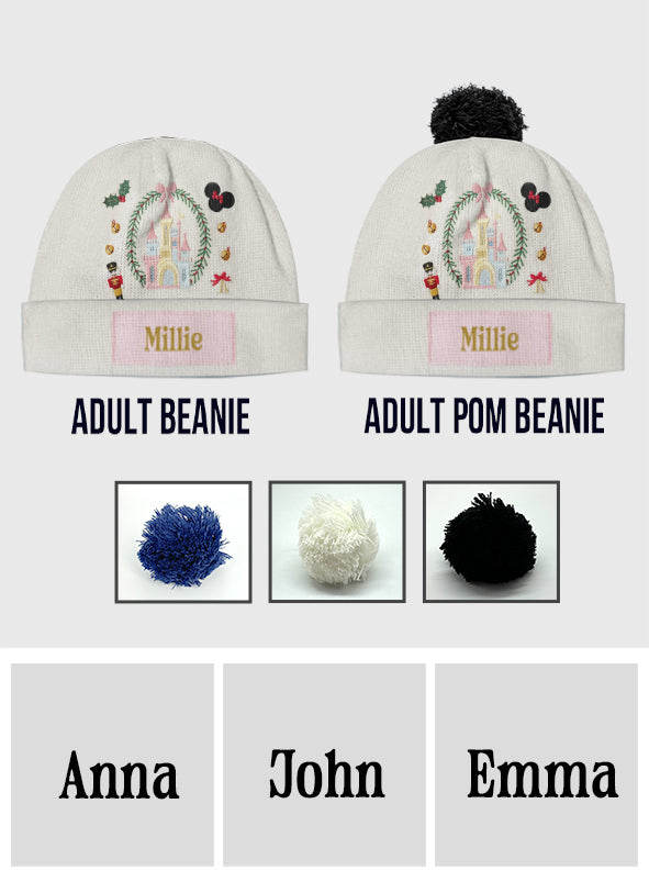 Personalized Kid Beanie Hat with Magical Christmas Castle Design Beanie Hat GradoCreations