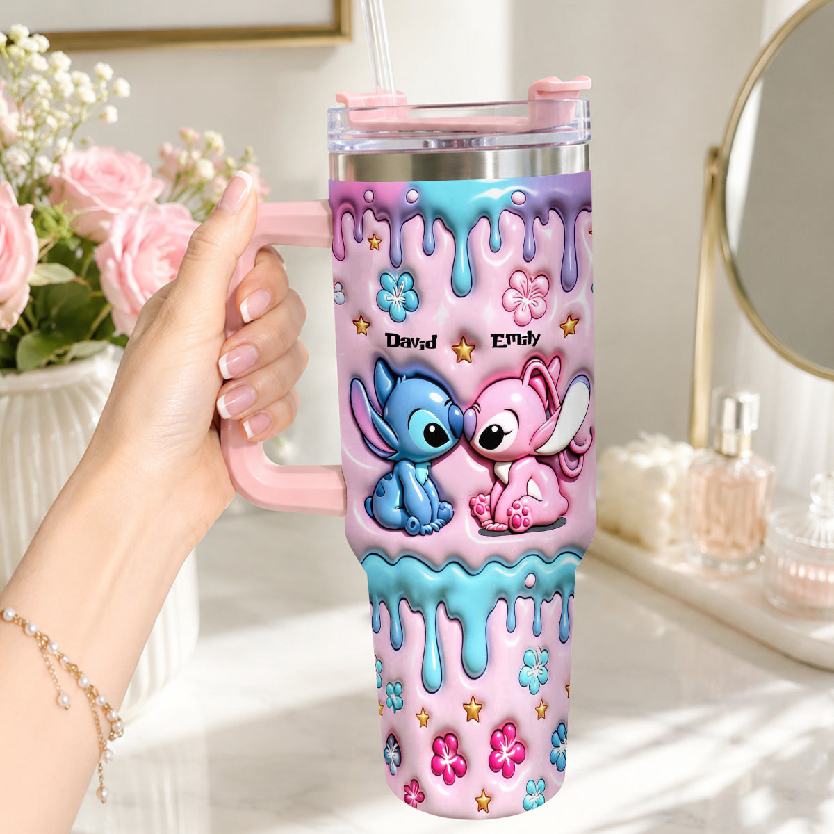 Personalized Ohana Tumbler with Plush Charm Gift for Couples Tumbler With Plush Charm GradoCreations
