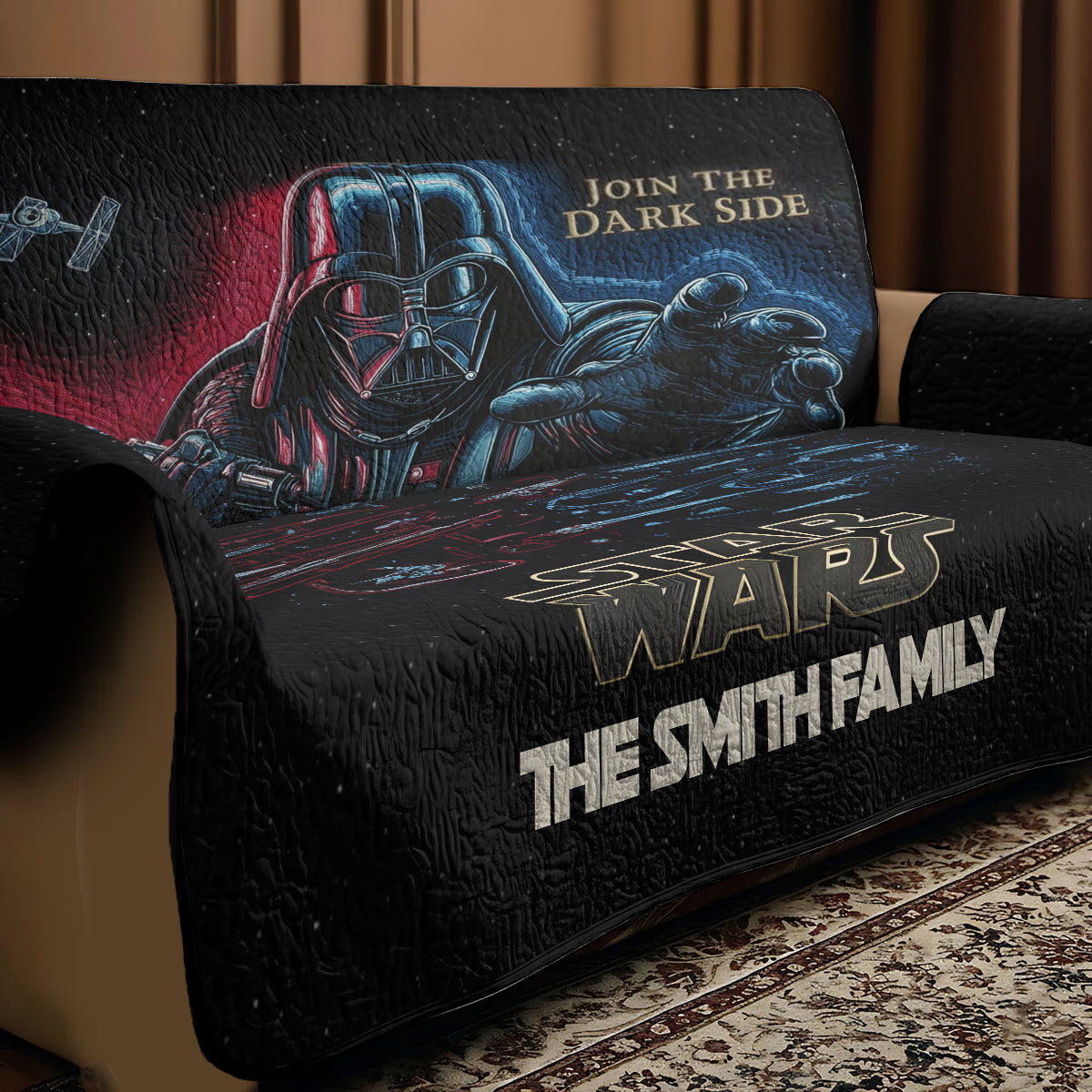 Personalized Star Wars Quilted Couch Cover Dark Side Gift Quilted Sofa/Couch Cover GradoCreations