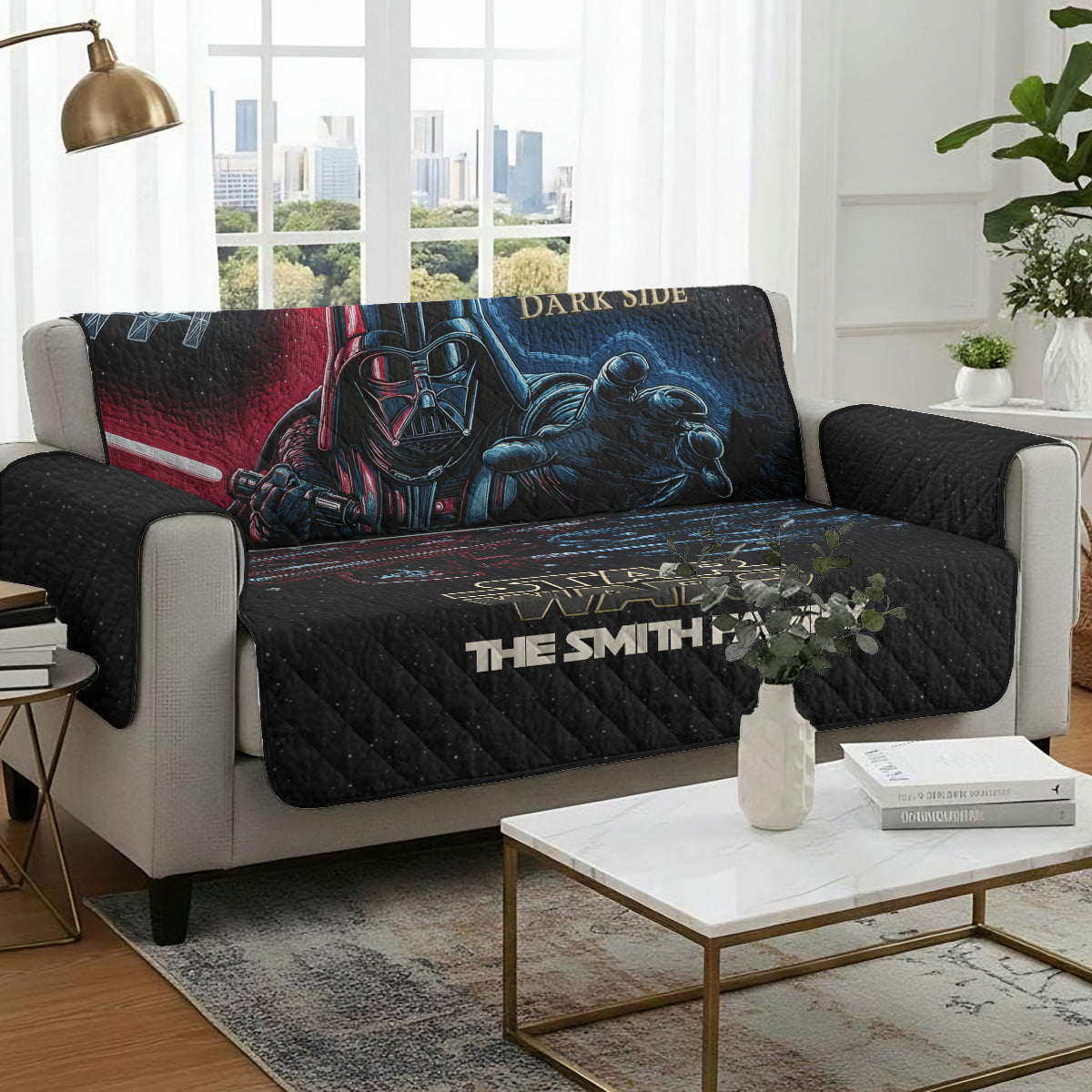 Personalized Star Wars Quilted Couch Cover Dark Side Gift Quilted Sofa/Couch Cover GradoCreations