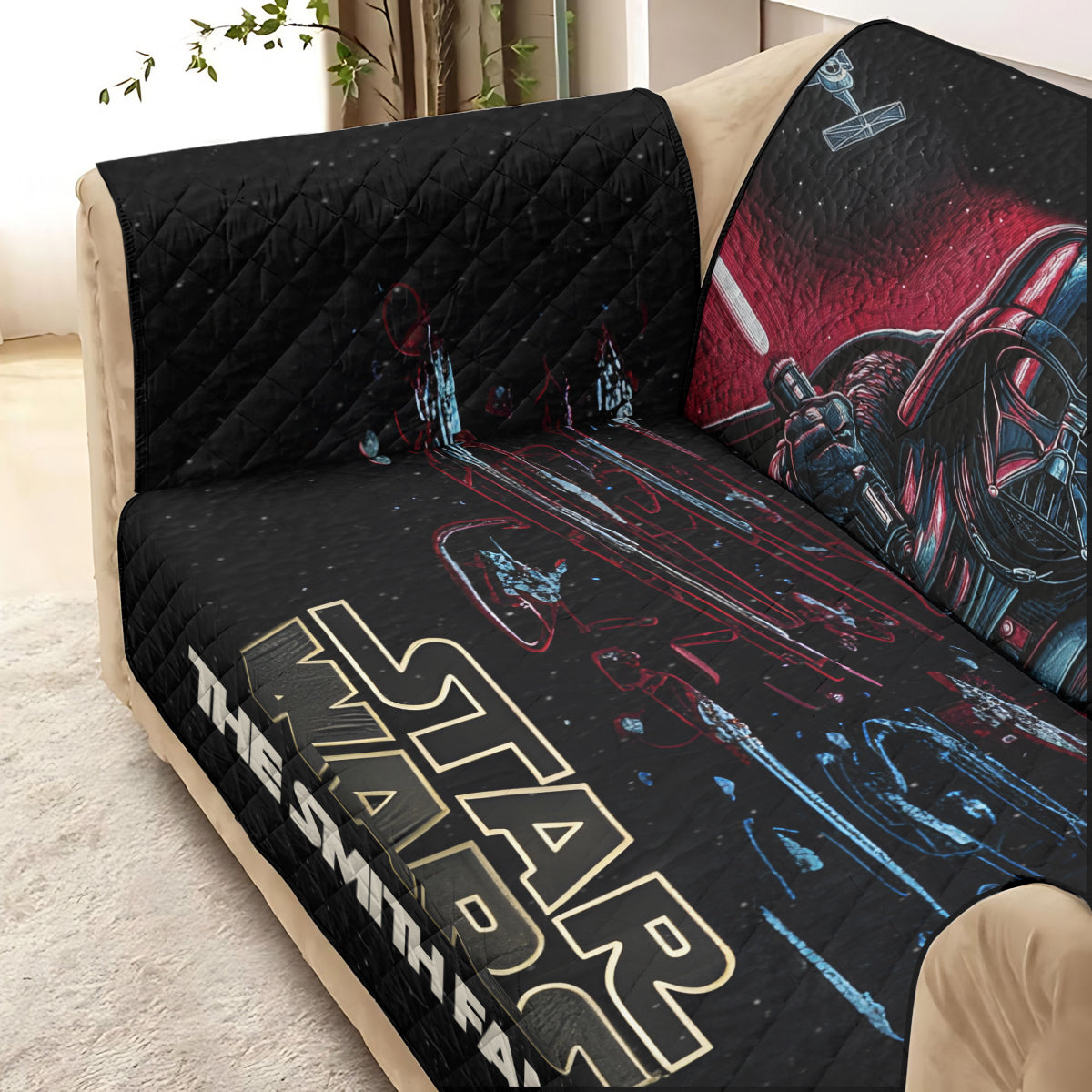 Personalized Star Wars Quilted Couch Cover Dark Side Gift Quilted Sofa/Couch Cover GradoCreations