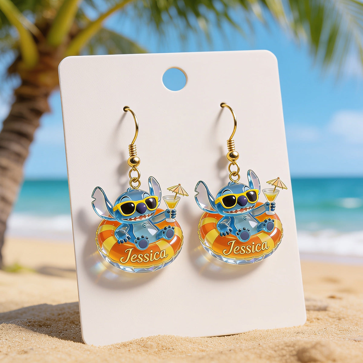 Personalized Disney Stitch Earrings Custom Name Gift Earrings GradoCreations