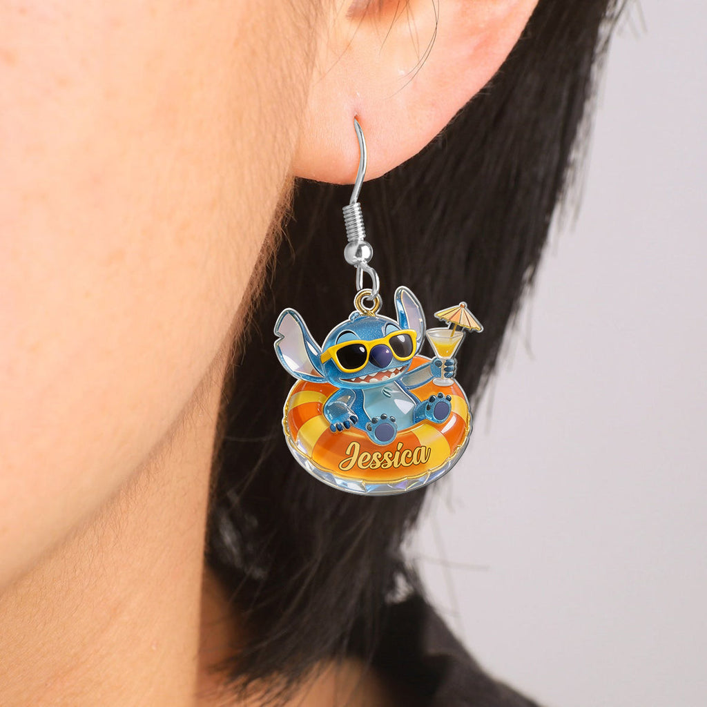 Personalized Disney Stitch Earrings Custom Name Gift Earrings GradoCreations