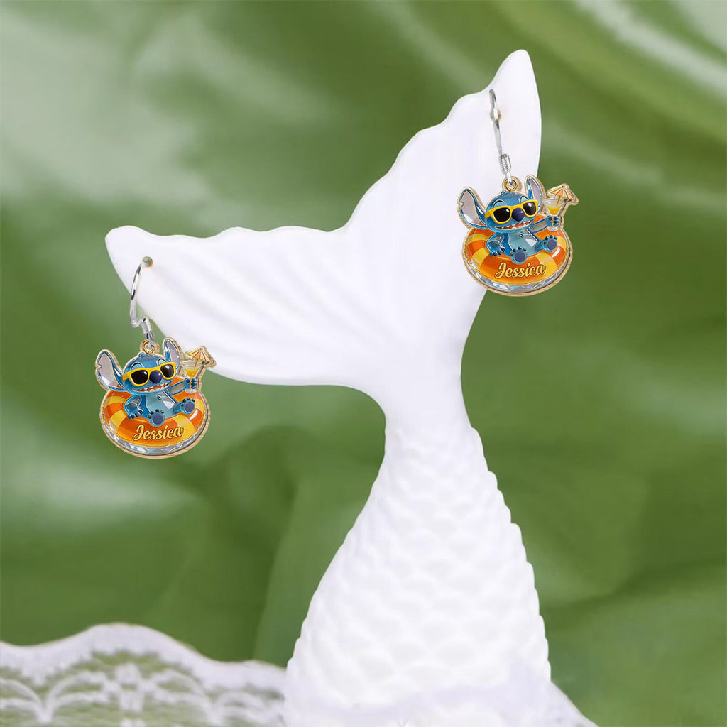 Personalized Disney Stitch Earrings Custom Name Gift Earrings GradoCreations