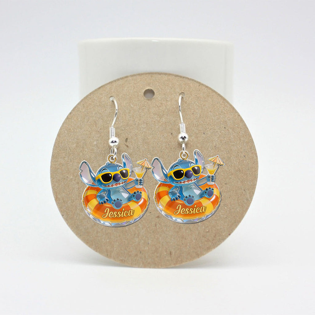 Personalized Disney Stitch Earrings Custom Name Gift Earrings GradoCreations