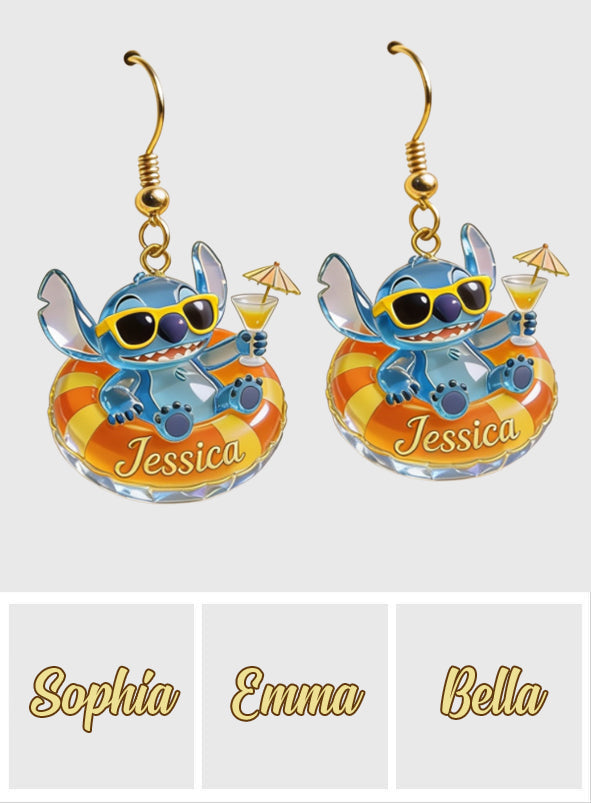 Personalized Disney Stitch Earrings Custom Name Gift Earrings GradoCreations
