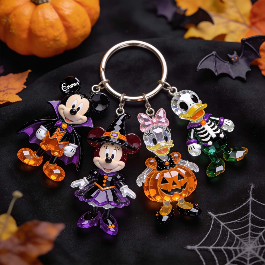 Personalized Halloween Charm Keychain Custom Name Gift Premium Keychain With Charms GradoCreations