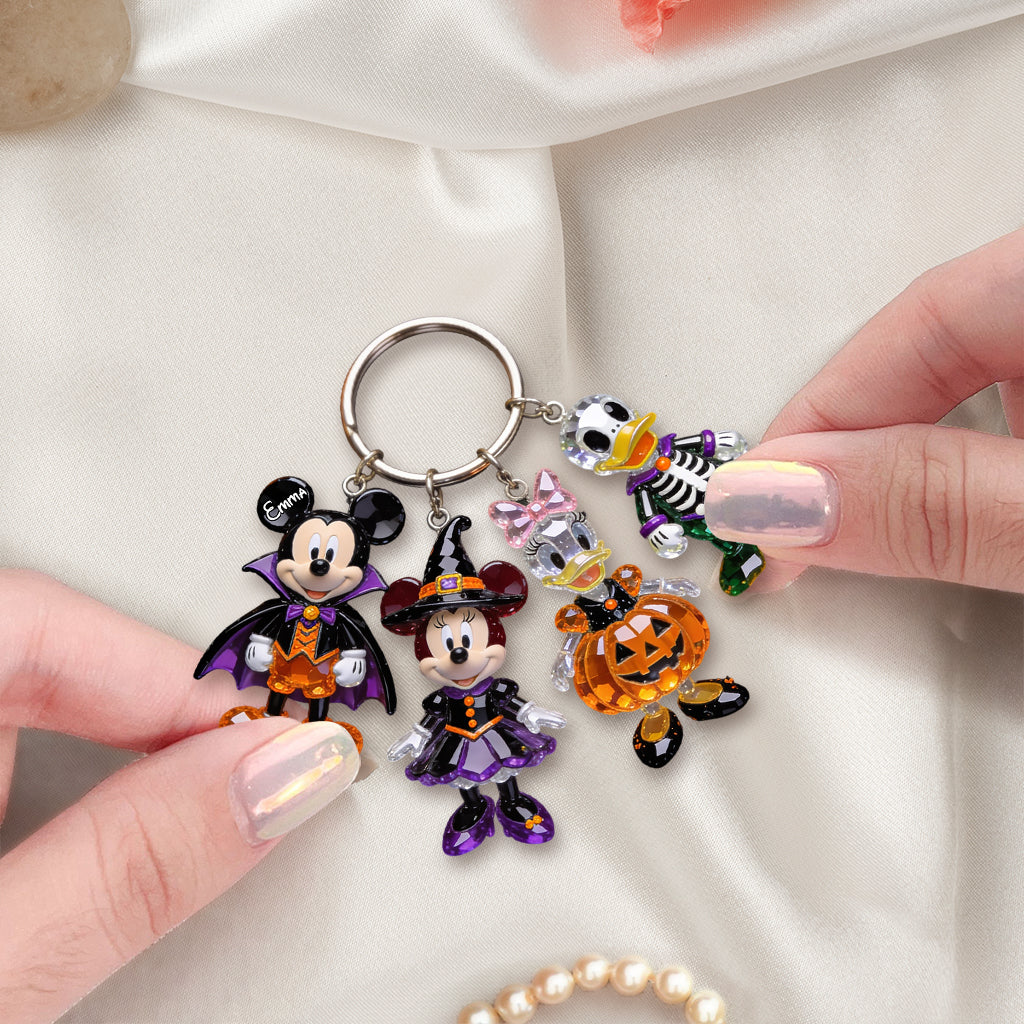 Personalized Halloween Charm Keychain Custom Name Gift Premium Keychain With Charms GradoCreations