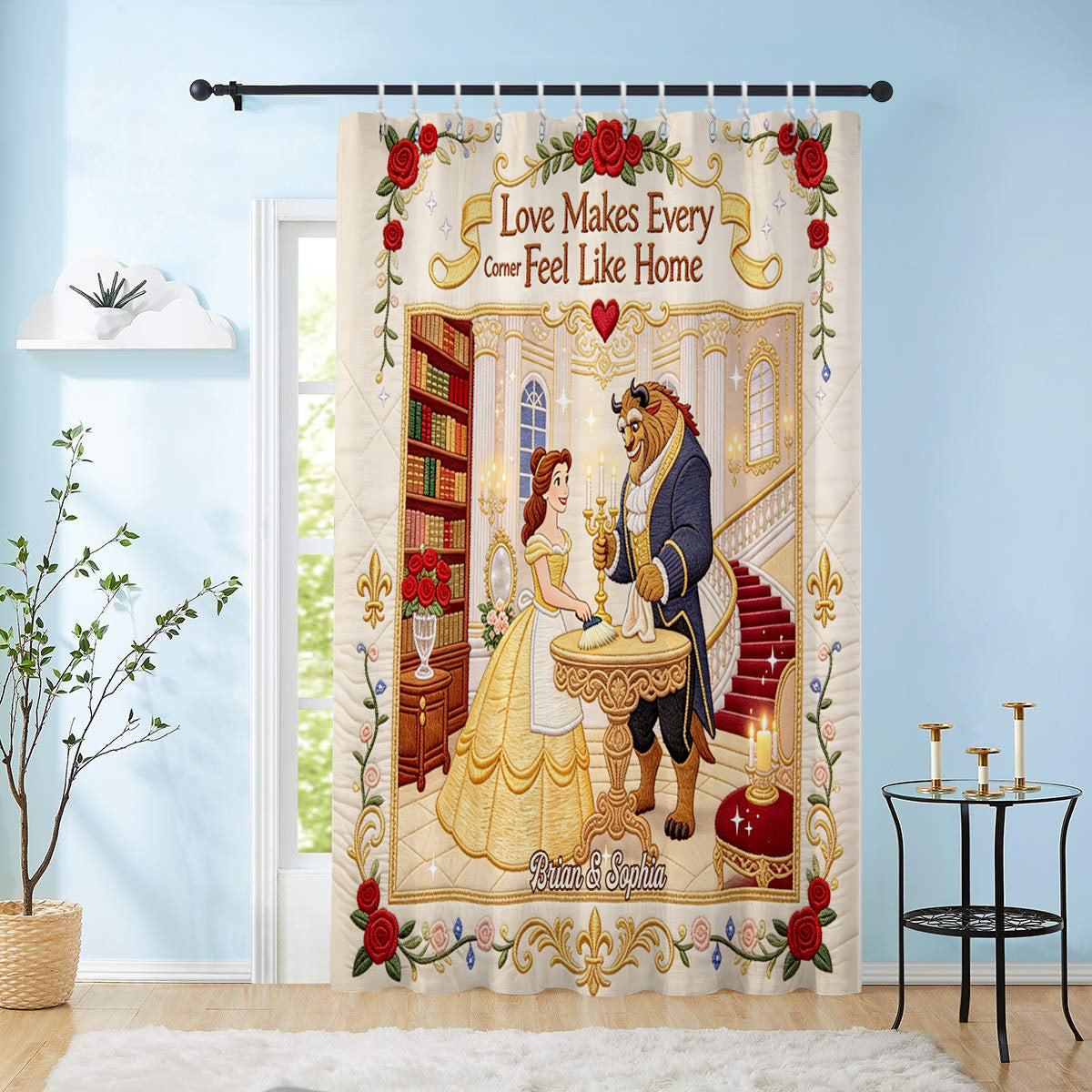Personalized Beauty and the Beast Blackout Curtain Set for Home Window Curtains GradoCreations