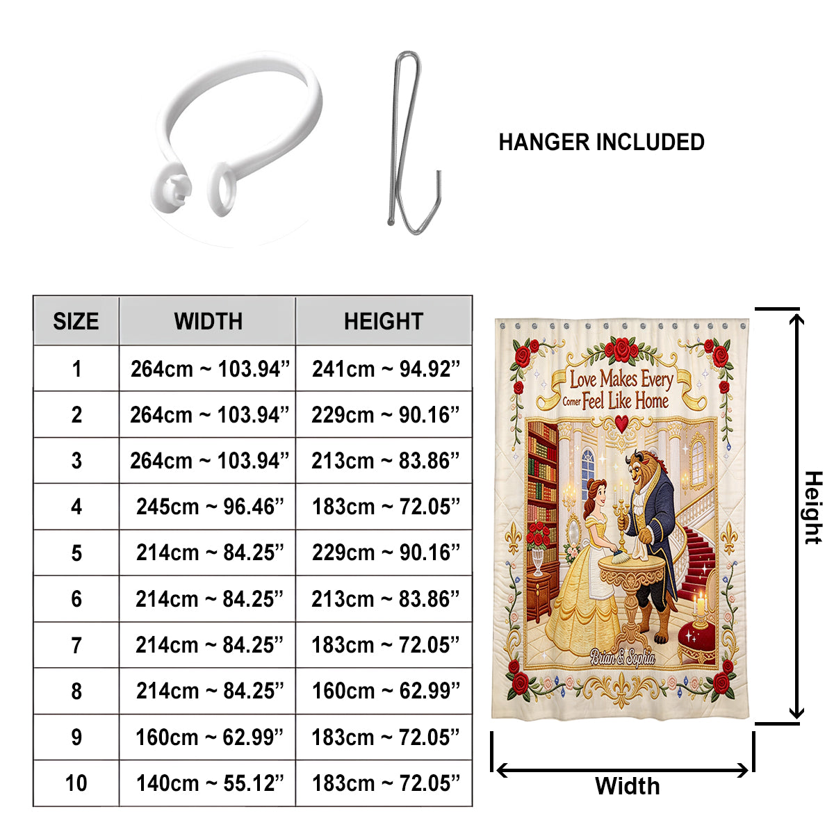Personalized Beauty and the Beast Blackout Curtain Set for Home Window Curtains GradoCreations