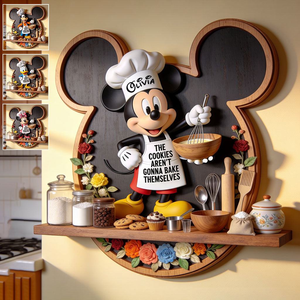 Personalized Mickey Mouse Wooden Floating Shelf for Kitchen Decor Wooden Floating Shelf GradoCreations