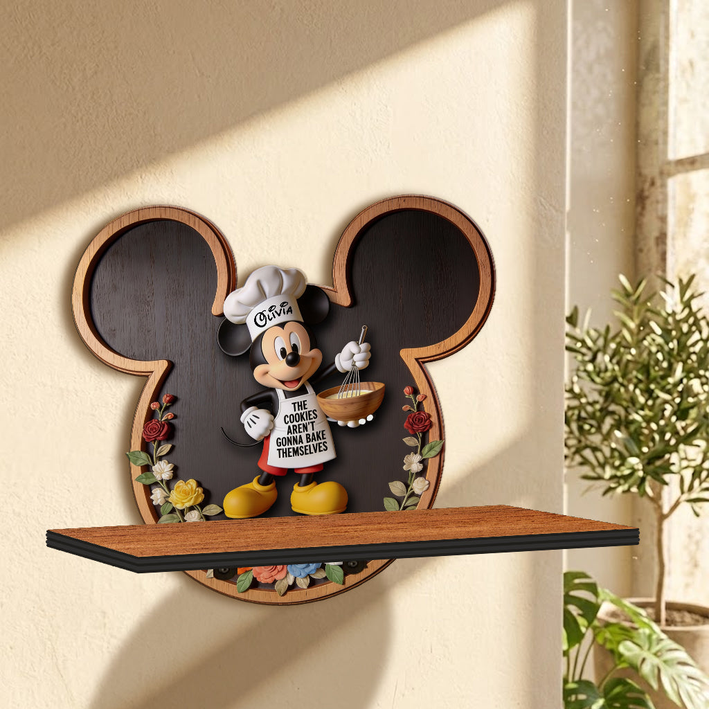 Personalized Mickey Mouse Wooden Floating Shelf for Kitchen Decor Wooden Floating Shelf GradoCreations