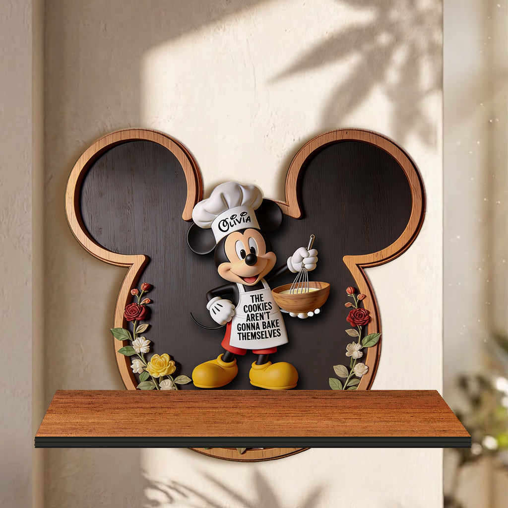 Personalized Mickey Mouse Wooden Floating Shelf for Kitchen Decor Wooden Floating Shelf GradoCreations