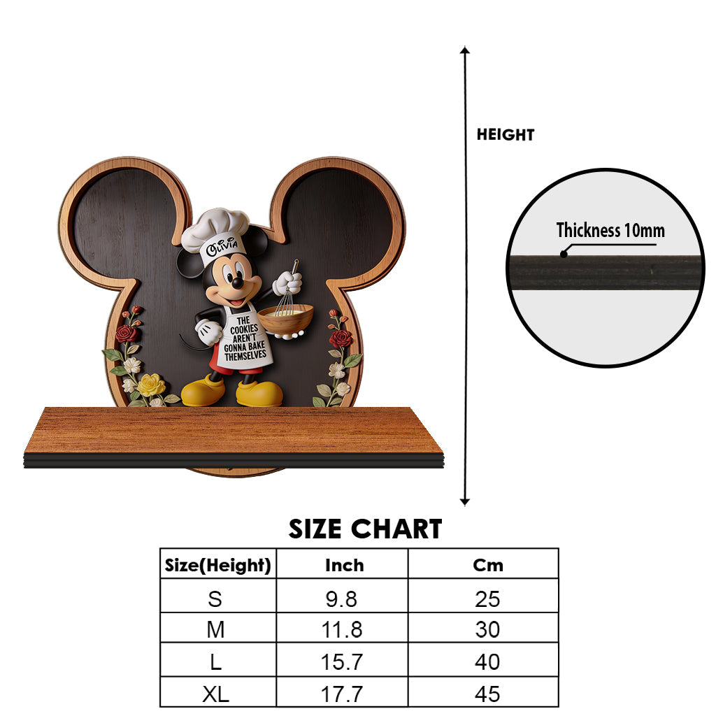 Personalized Mickey Mouse Wooden Floating Shelf for Kitchen Decor Wooden Floating Shelf GradoCreations