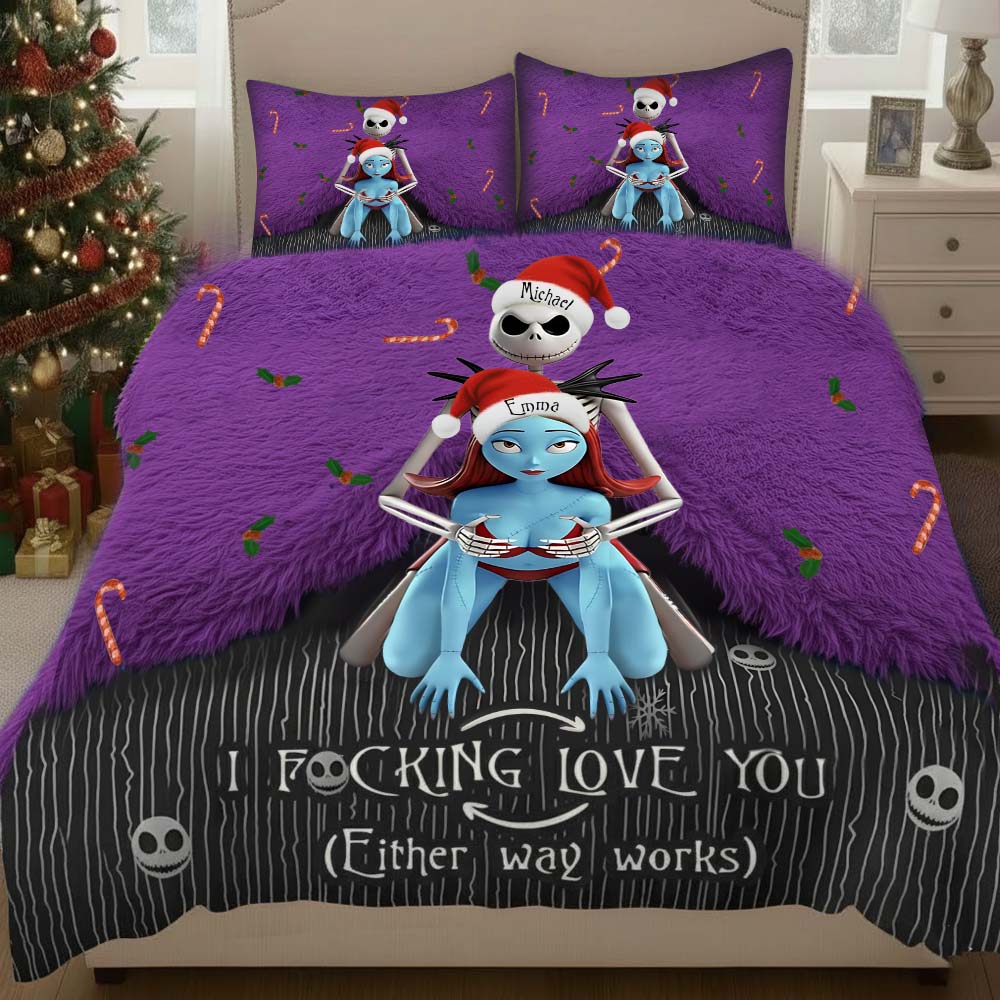 Personalized Nightmare Quilt Set Cozy Soft Fabric Gift for Couples Quilt Set GradoCreations