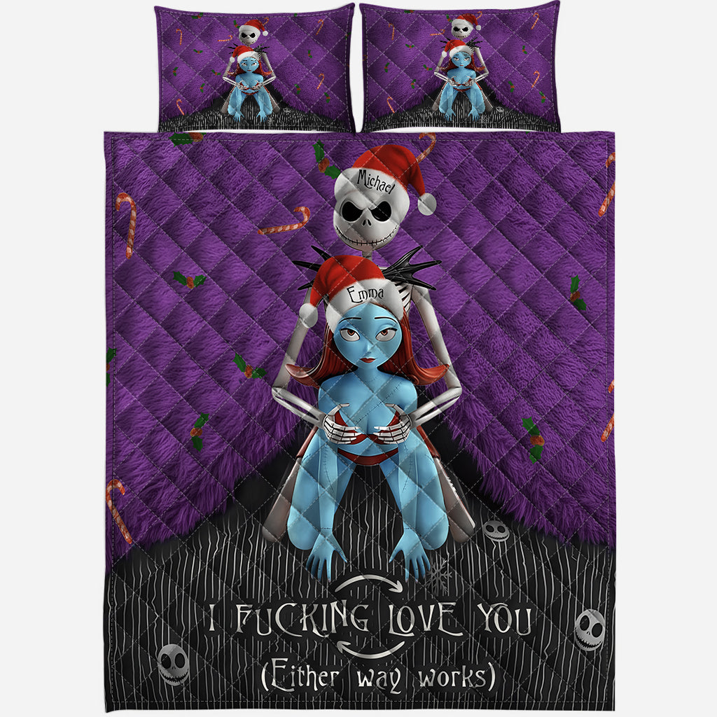 Personalized Nightmare Quilt Set Cozy Soft Fabric Gift for Couples Quilt Set GradoCreations
