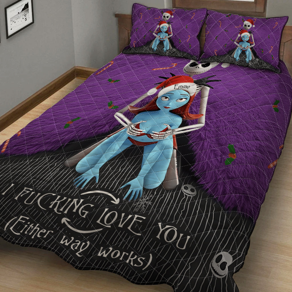 Personalized Nightmare Quilt Set Cozy Soft Fabric Gift for Couples Quilt Set GradoCreations
