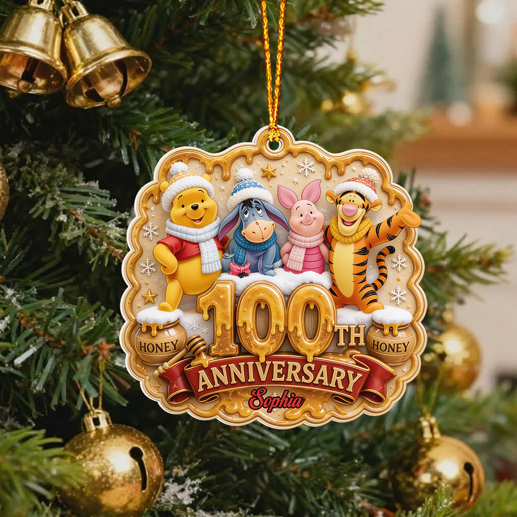 Personalized 100th Anniversary 3D Resin Ornament for Kids Premium 3D Ornament GradoCreations