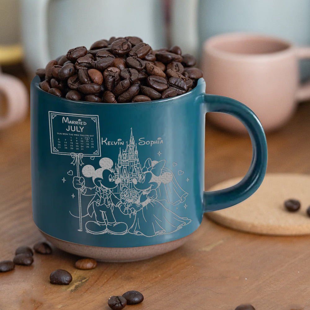 Personalized Engraved Pottery Mug Custom Name Gift for Couples Engraved Pottery Mug GradoCreations