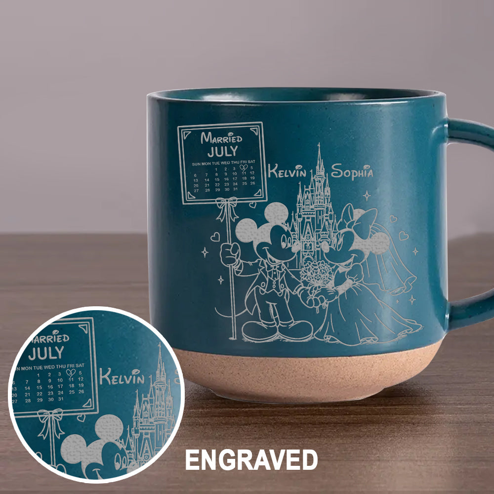 Personalized Engraved Pottery Mug Custom Name Gift for Couples Engraved Pottery Mug GradoCreations
