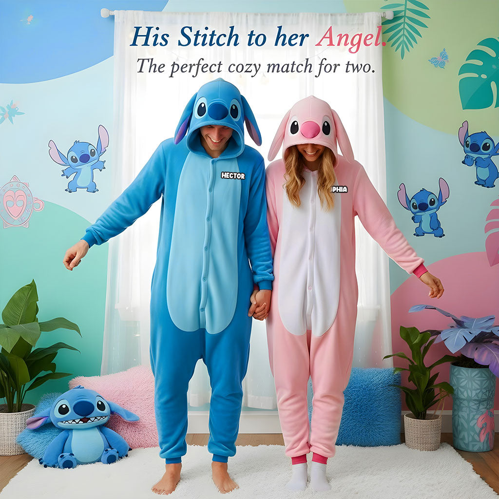 Personalized Cartoon Couple Hooded Jumpsuit Gift for Two Hooded Jumpsuit GradoCreations