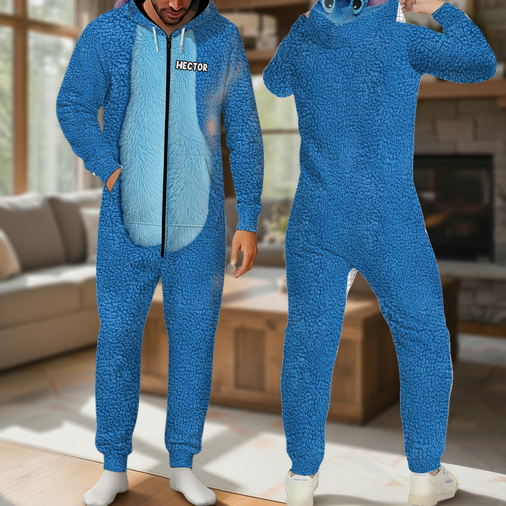 Personalized Cartoon Couple Hooded Jumpsuit Gift for Two Hooded Jumpsuit GradoCreations