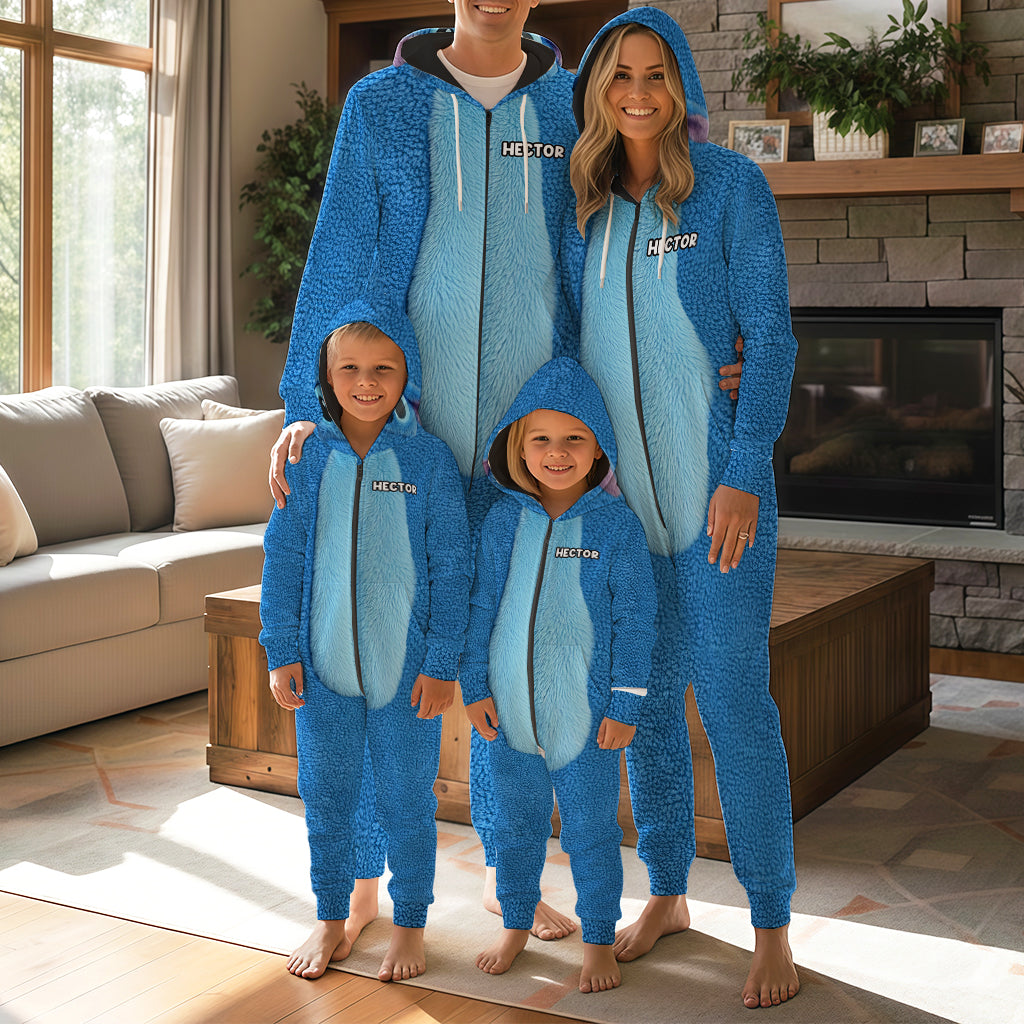 Personalized Cartoon Couple Hooded Jumpsuit Gift for Two Hooded Jumpsuit GradoCreations