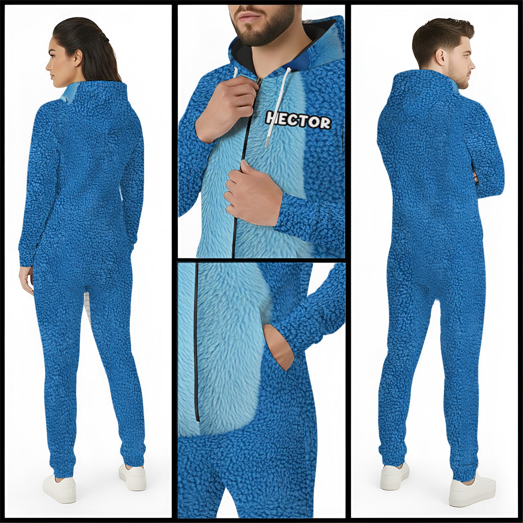 Personalized Cartoon Couple Hooded Jumpsuit Gift for Two Hooded Jumpsuit GradoCreations