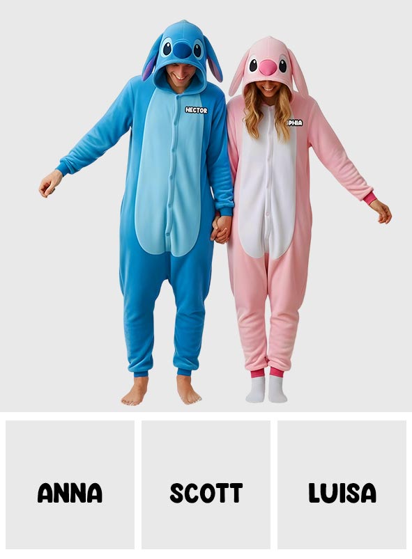 Personalized Cartoon Couple Hooded Jumpsuit Gift for Two Hooded Jumpsuit GradoCreations
