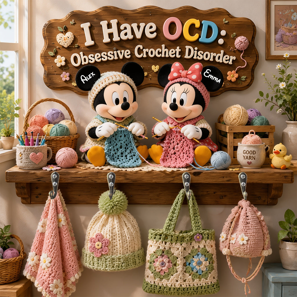 Personalized Cartoon Mouse Key Rack Custom Shape for Crochet Lovers Custom Shaped Key Rack GradoCreations