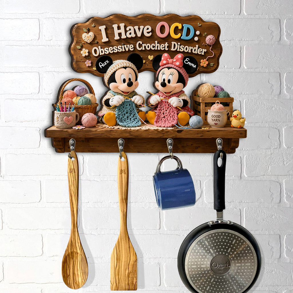 Personalized Cartoon Mouse Key Rack Custom Shape for Crochet Lovers Custom Shaped Key Rack GradoCreations