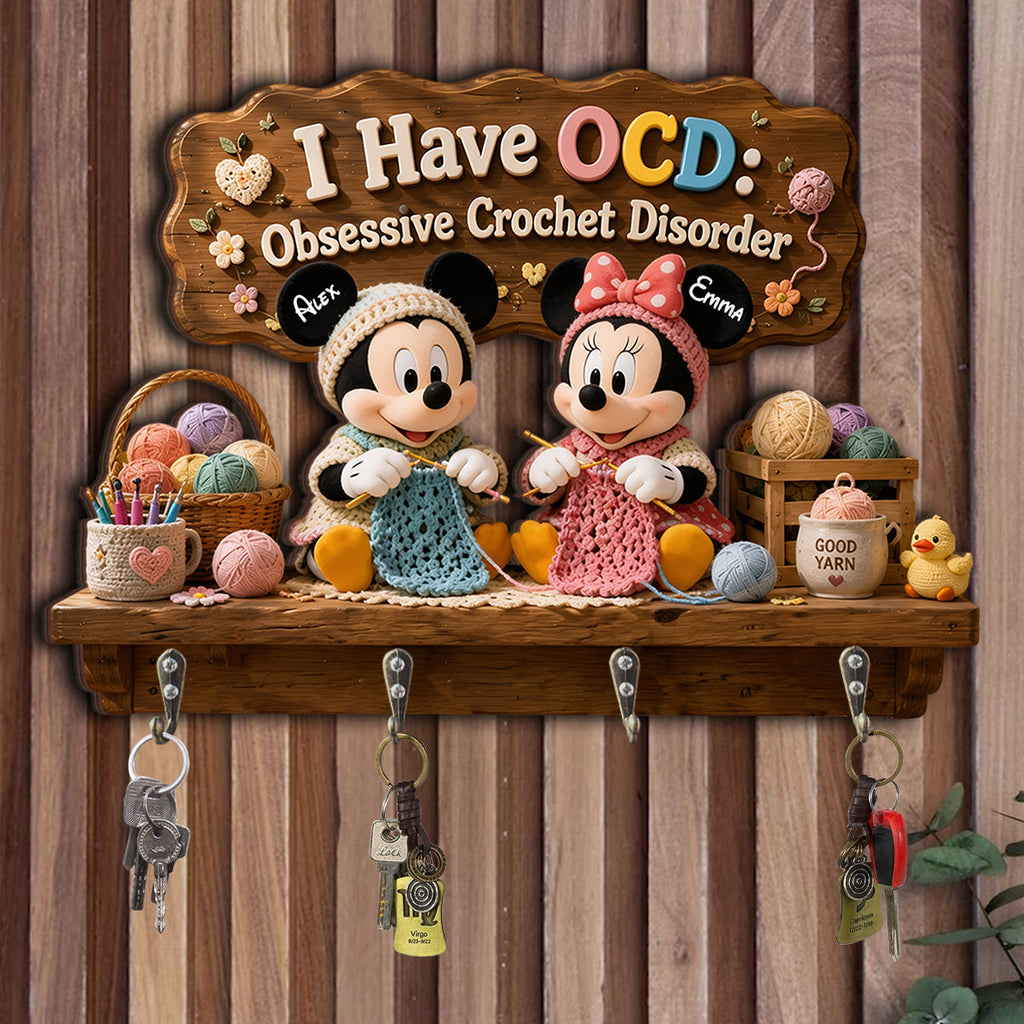 Personalized Cartoon Mouse Key Rack Custom Shape for Crochet Lovers Custom Shaped Key Rack GradoCreations