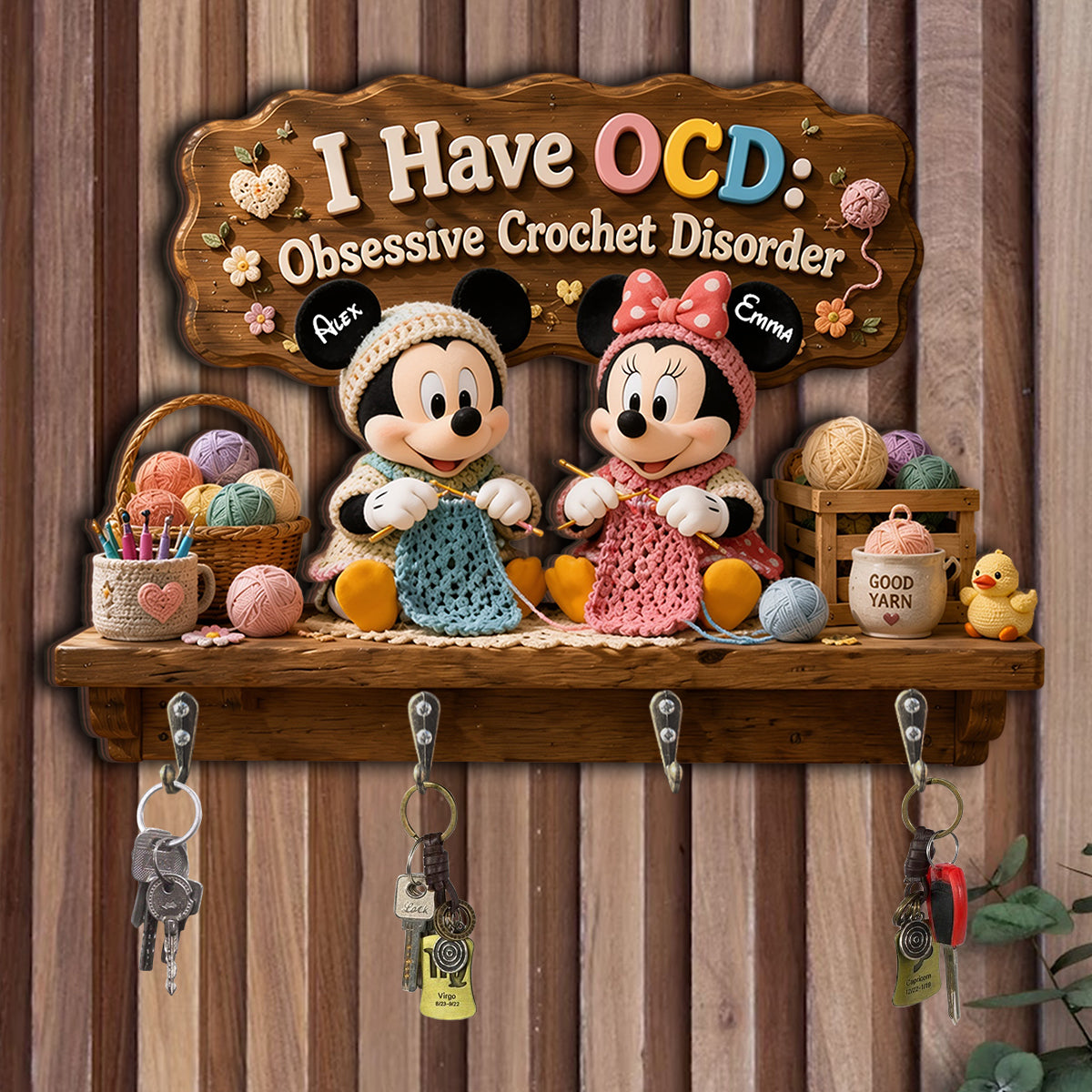 Personalized Crochet Rack with Hooks Custom Name Gift for Crafters Hanging Rack GradoCreations