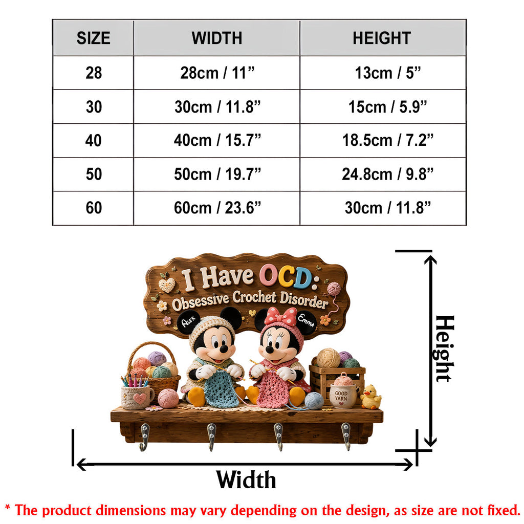 Personalized Cartoon Mouse Key Rack Custom Shape for Crochet Lovers Custom Shaped Key Rack GradoCreations
