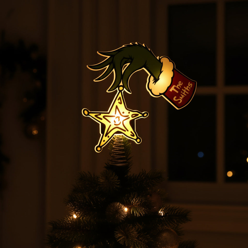 Personalized LED Light Tree Topper Custom Name Christmas Decoration LED Light Tree Topper GradoCreations