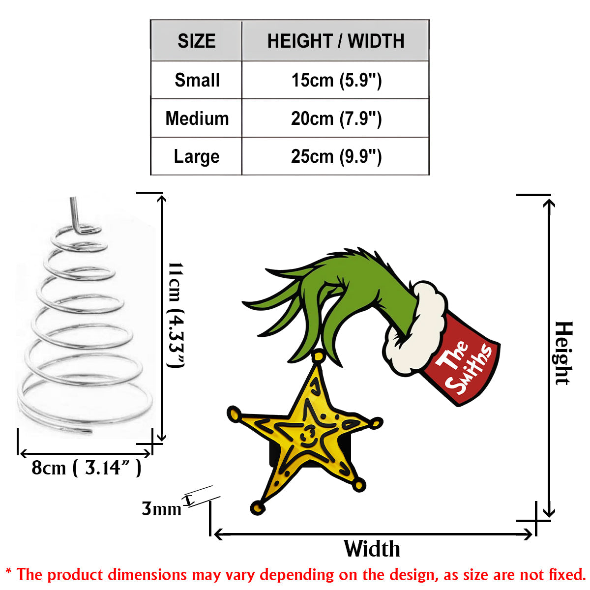Personalized LED Light Tree Topper Custom Name Christmas Decoration LED Light Tree Topper GradoCreations