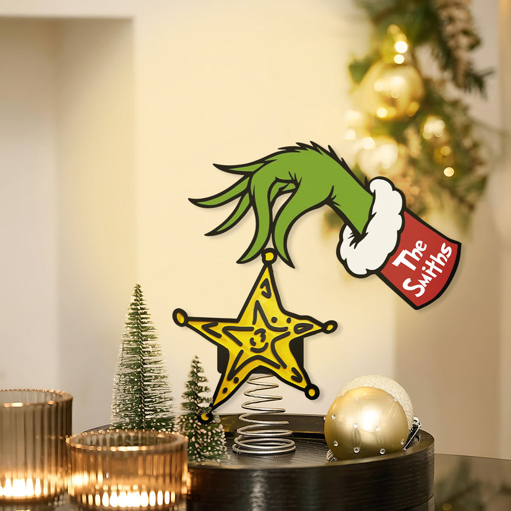 Personalized LED Light Tree Topper Custom Name Christmas Decoration LED Light Tree Topper GradoCreations