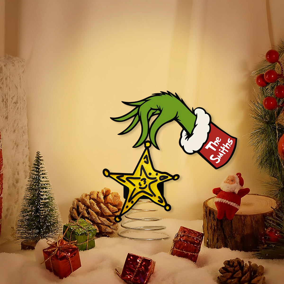 Personalized LED Light Tree Topper Custom Name Christmas Decoration LED Light Tree Topper GradoCreations