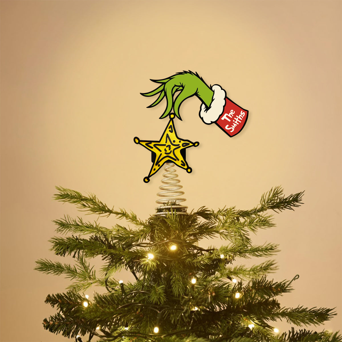 Personalized LED Light Tree Topper Custom Name Christmas Decoration LED Light Tree Topper GradoCreations