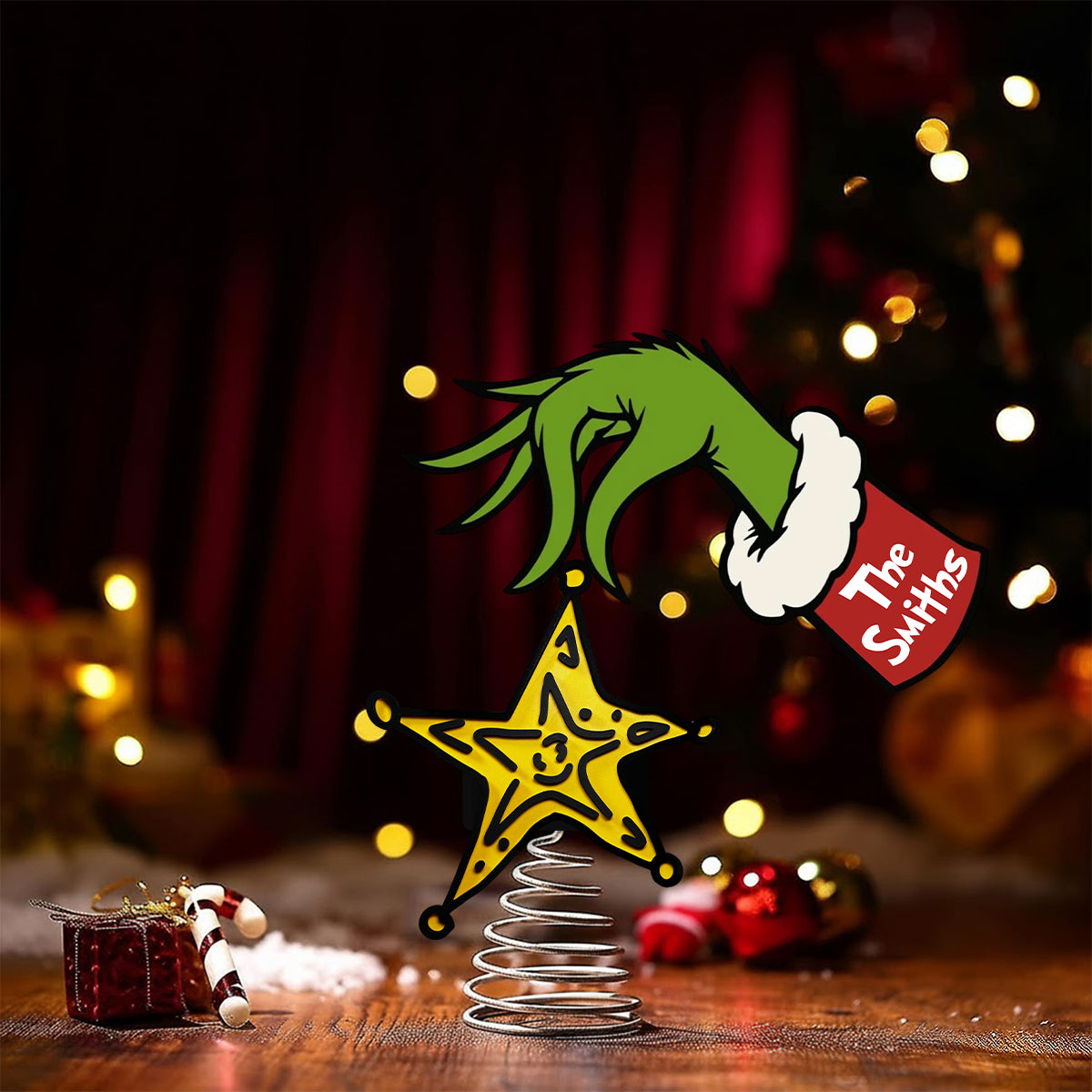 Personalized LED Light Tree Topper Custom Name Christmas Decoration LED Light Tree Topper GradoCreations