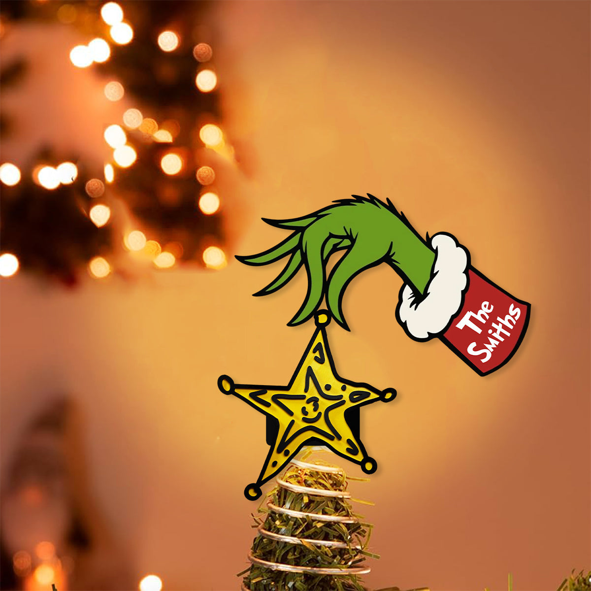 Personalized LED Light Tree Topper Custom Name Christmas Decoration LED Light Tree Topper GradoCreations