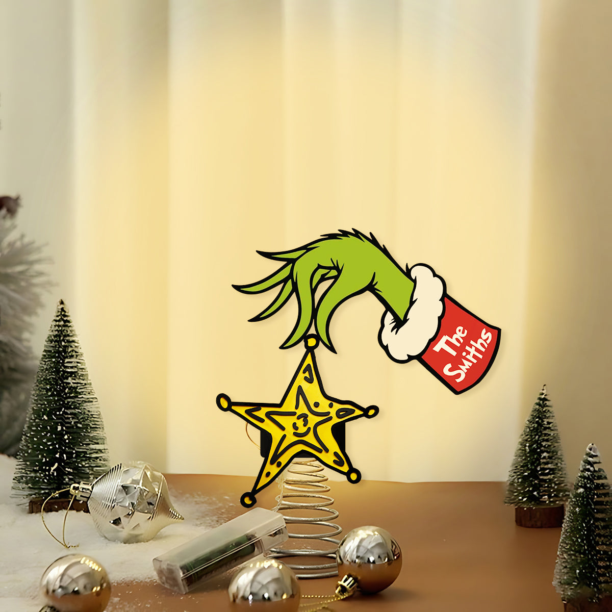 Personalized LED Light Tree Topper Custom Name Christmas Decoration LED Light Tree Topper GradoCreations